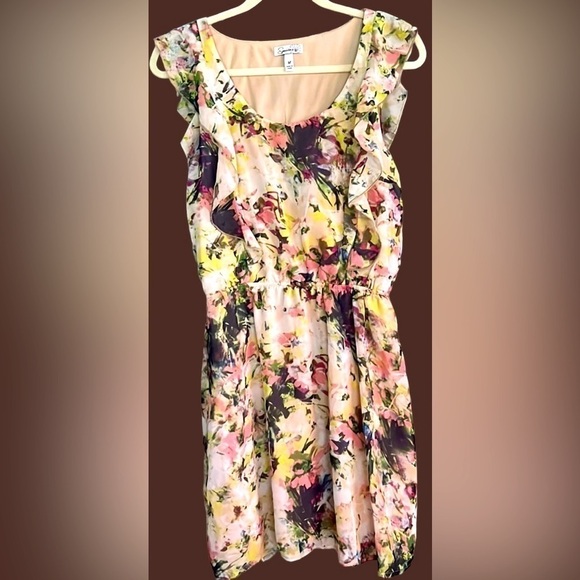 SPEECHLESS Watercolor Sleeveless Lined Elasticized Waist Dress, Sz Medium, GUC. - Picture 1 of 8